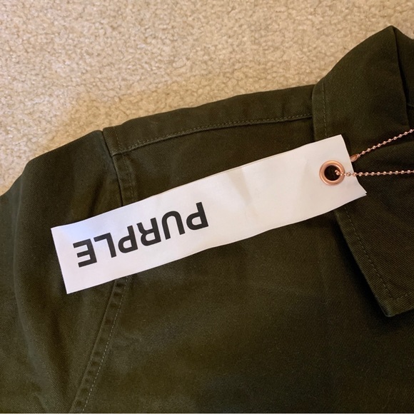 Purple Brand Olive Green Shirt Jacket Front Buttons Pockets Mens Size M P302-FL6 - Picture 7 of 10